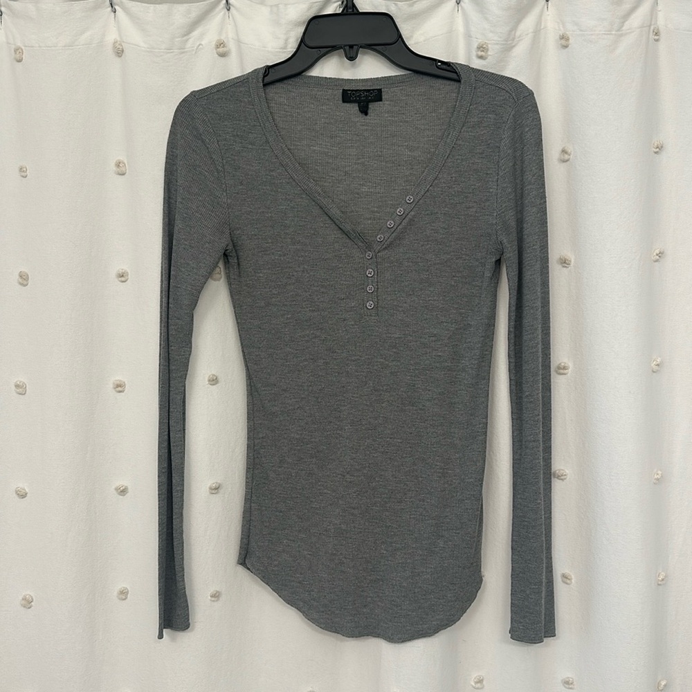 Topshop light grey long sleeve t shirt